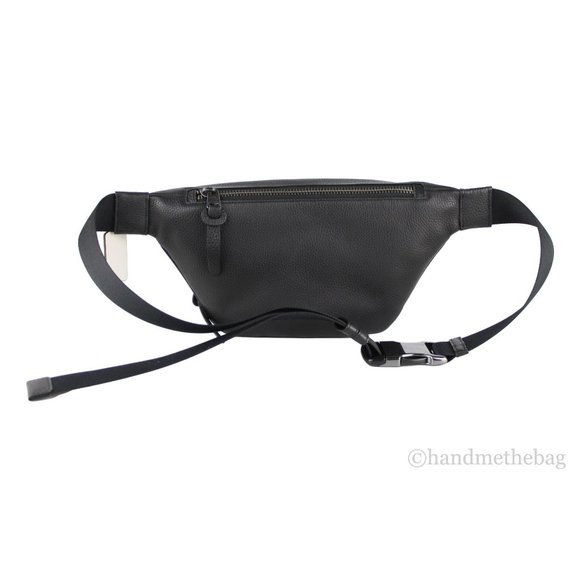 NWT Coach Men's Thompson Black Varsity Stripe Belt Bag Logo Jacquard Canvas LGE - Picture 5 of 10